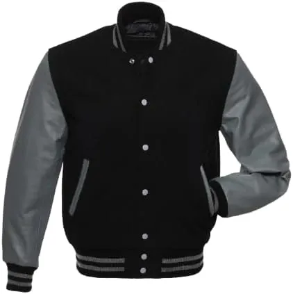 Mens Varsity Jackets Baseball Letterman Wool Body Genuine Leather Sleeves Bomber American Style Varsity Jacket