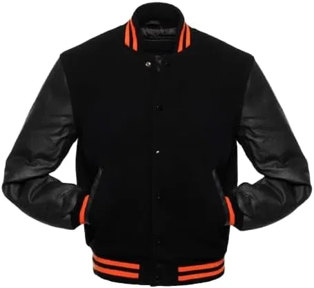 Mens Varsity Jackets Baseball Letterman Wool Body Genuine Leather Sleeves Bomber American Style Varsity Jacket