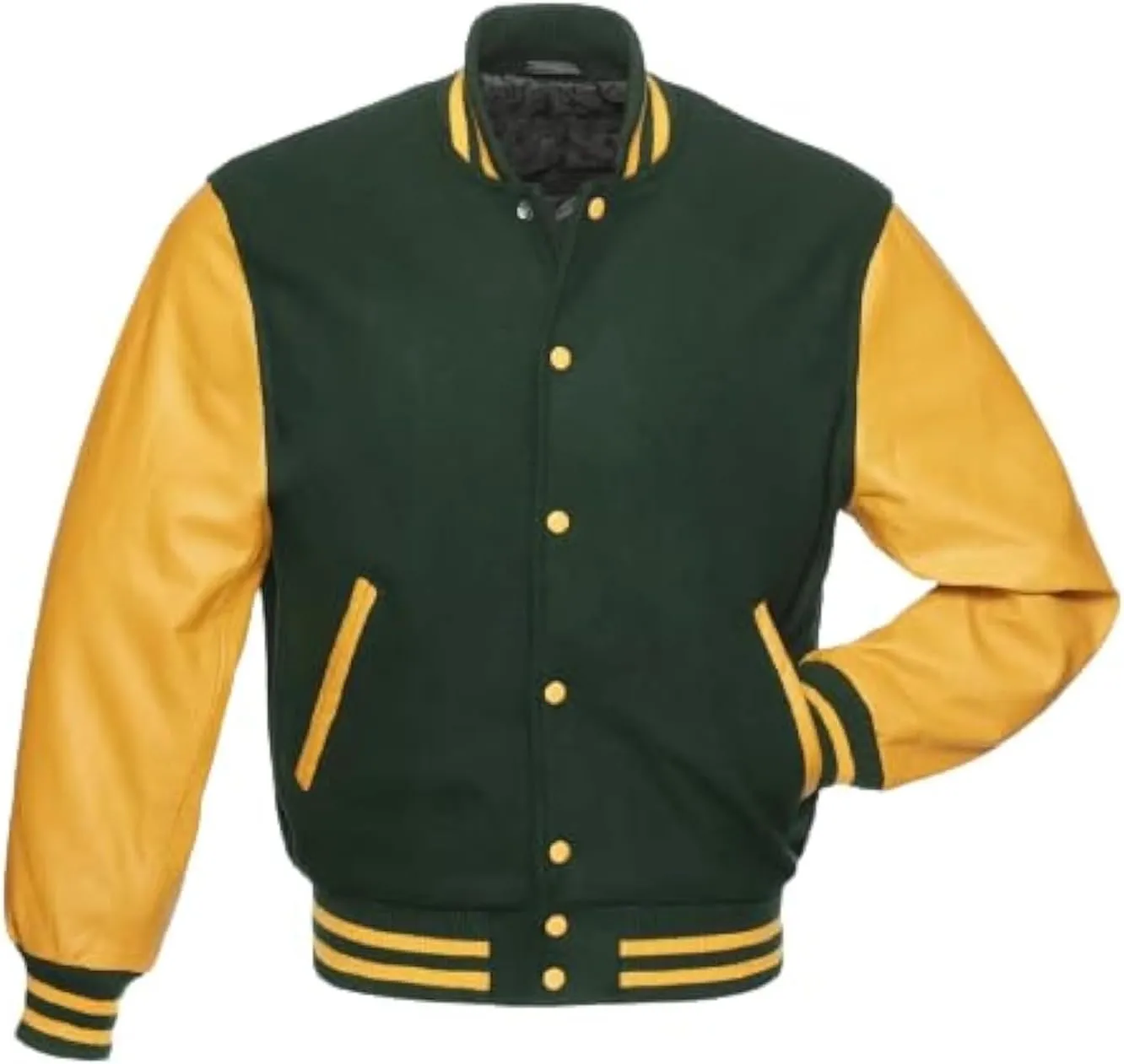 Mens Varsity Jackets Baseball Letterman Wool Body Genuine Leather Sleeves Bomber American Style Varsity Jacket
