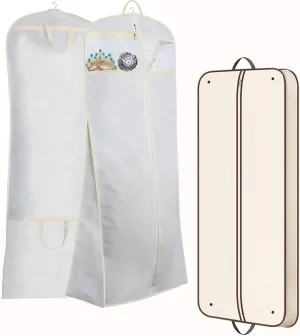 MISSLO 70" Bridal Wedding Gown Dress Garment Bag Bundle 60" Foldable Garment Bags for Travel for Women