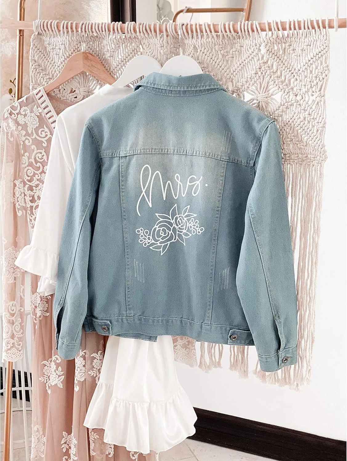 ModParty Bride Jean Jacket for Wedding Mrs Denim Jacket Honeymoon Gift