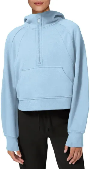 NEYOUQE Womens Warm Winter Long Sleeve 1/4 Zip Up Fleece Pullover Hoodies Sweaters Sweatshirts Fuzzy Coats with Pocket