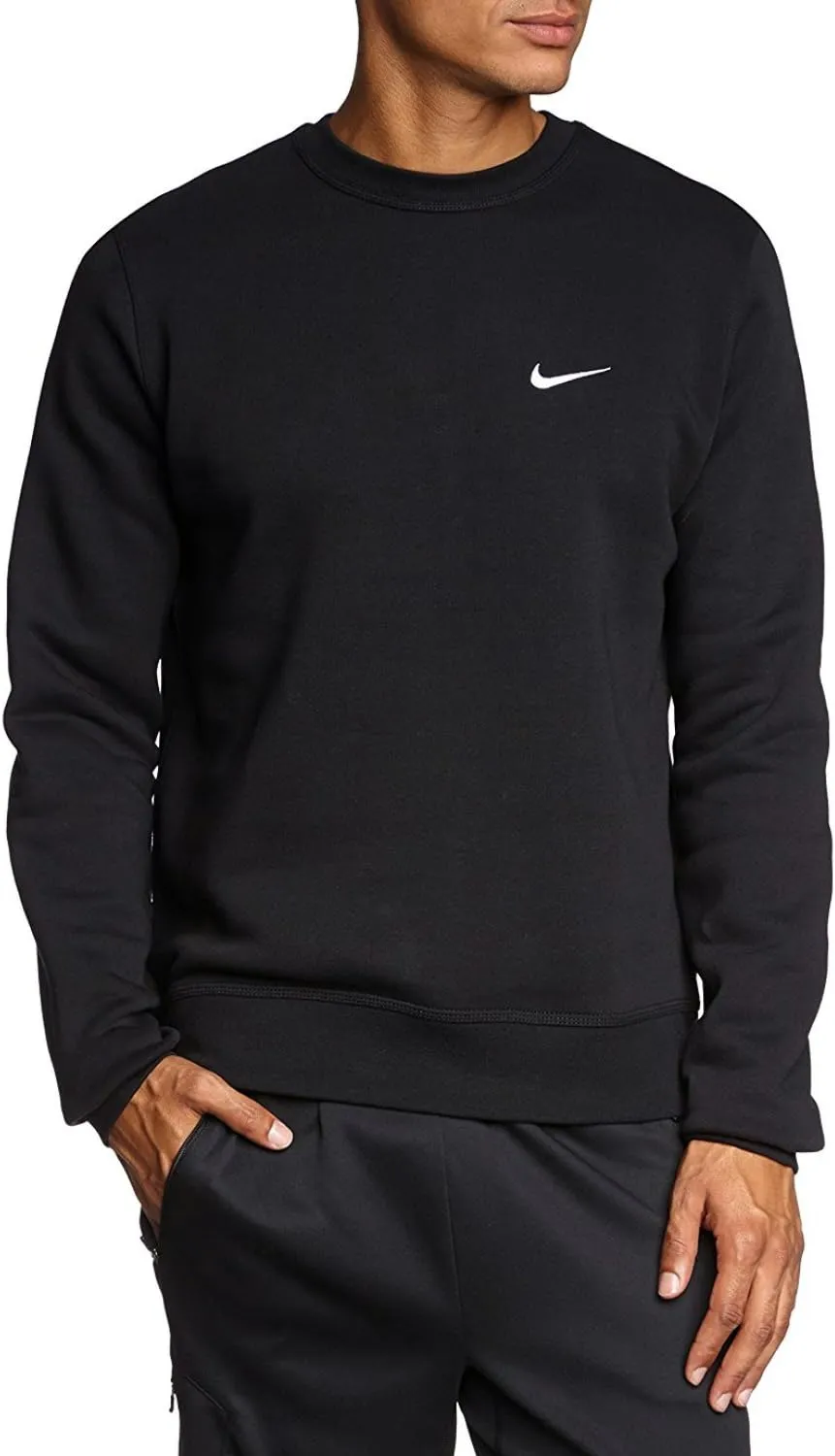 NIKE Club Swoosh Crew Men's Sweat Shirt Black/White 611467-010