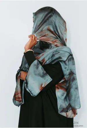 orange Water Color Abaya Set