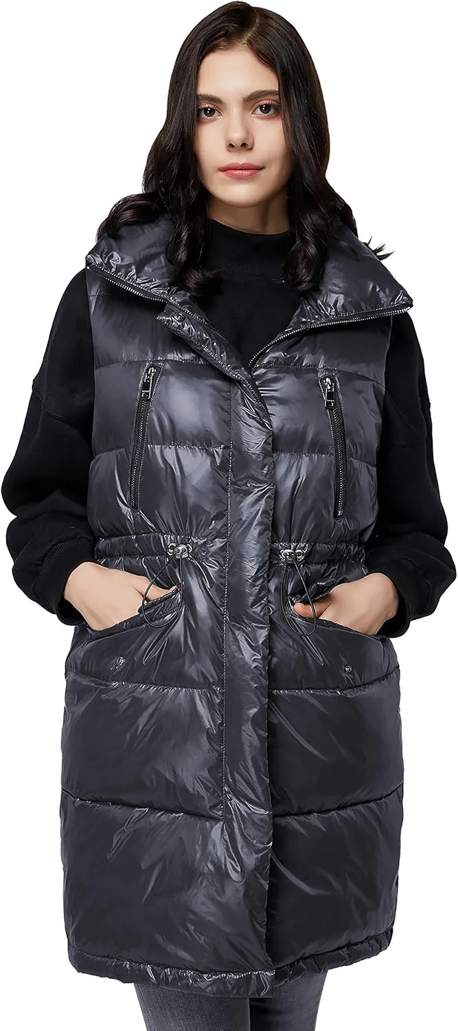 Orolay Womens' Down Vest with Stand Collar Thick Hooded Sleeveless Winter Coats