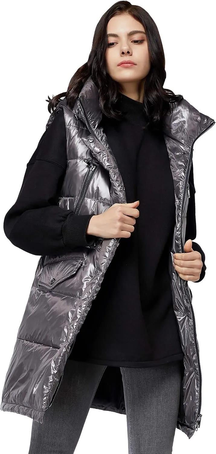 Orolay Womens' Down Vest with Stand Collar Thick Hooded Sleeveless Winter Coats