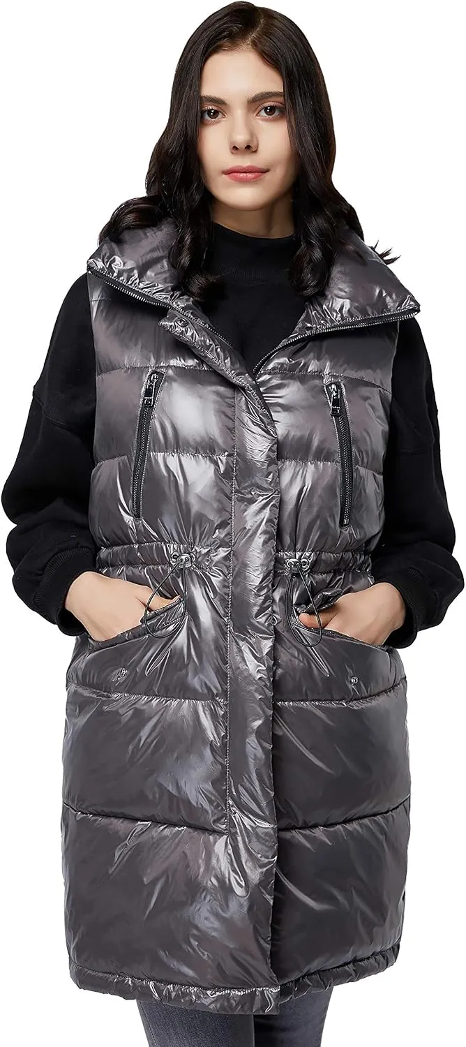 Orolay Womens' Down Vest with Stand Collar Thick Hooded Sleeveless Winter Coats
