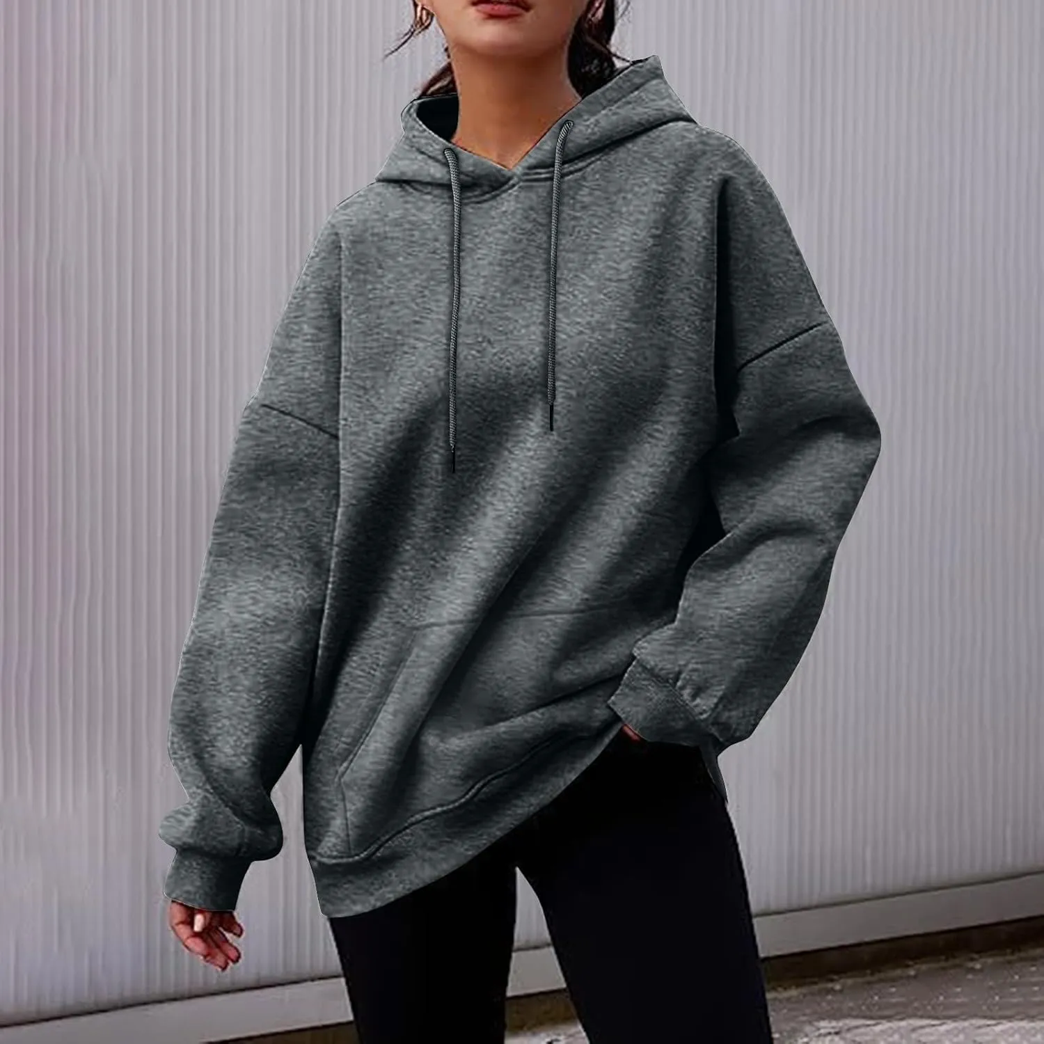 Oversized Hoodies For Women Trendy Long Sleeve Fall Sweatshirt Drawstring Drop Shoulder Tops With Pocket Fashion 2024