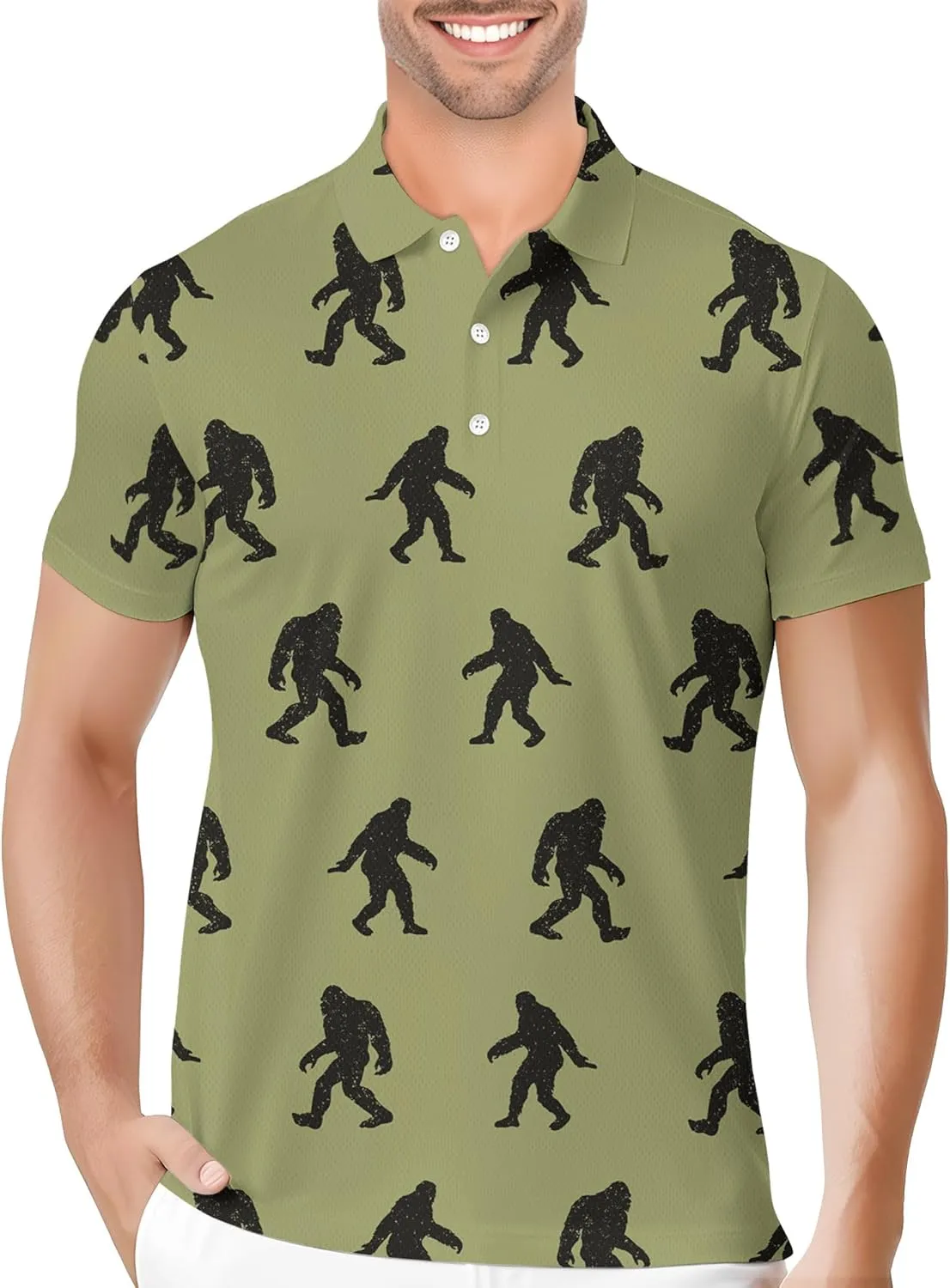 PAGYMO Golf Shirts for Men Crazy Hawaiian Print Funny Mens Polo Shirt