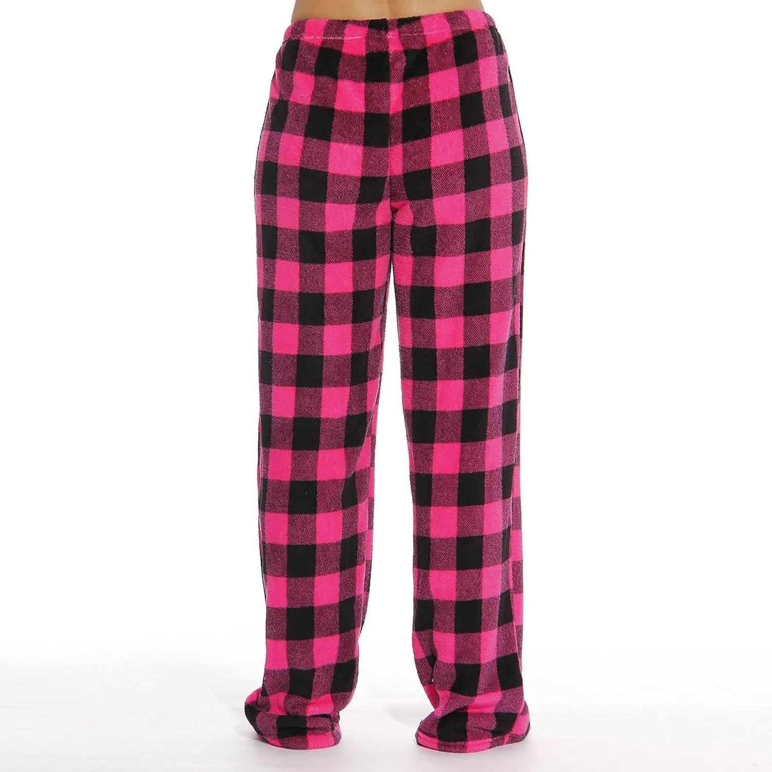 Pajama Pants Women Soft Fuzzy Flannel Plaid Cute Pj Pants Comfy Drawstring Wide Leg Sleep Trousers not Pockets