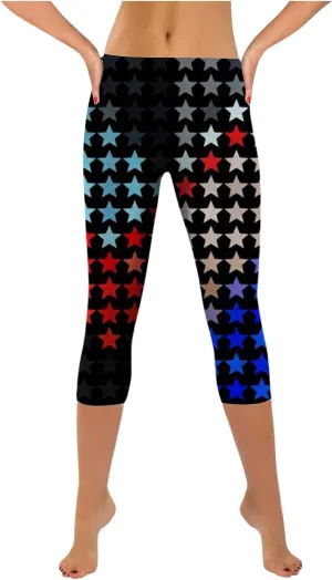 Patriotic Leggings for Women Lightweight Plus Size Summer High Waist 4th of July Yoga Pants USA Flag Cropped Trousers