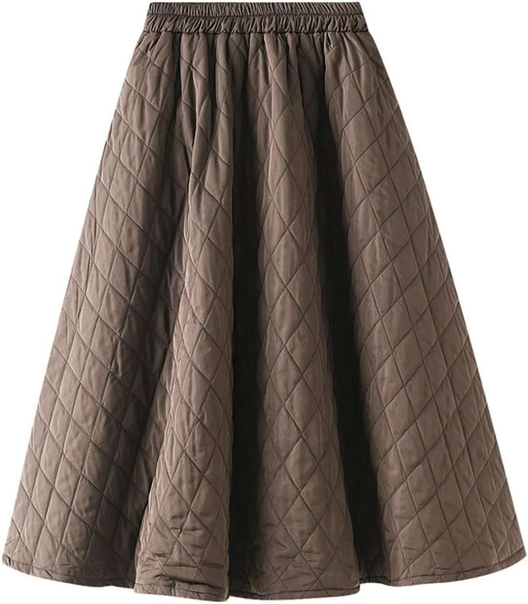 Perbai Women's Insulated Long Winter Skirt High Waisted A Line Pleated Flowy Quilted Puffer Skirts