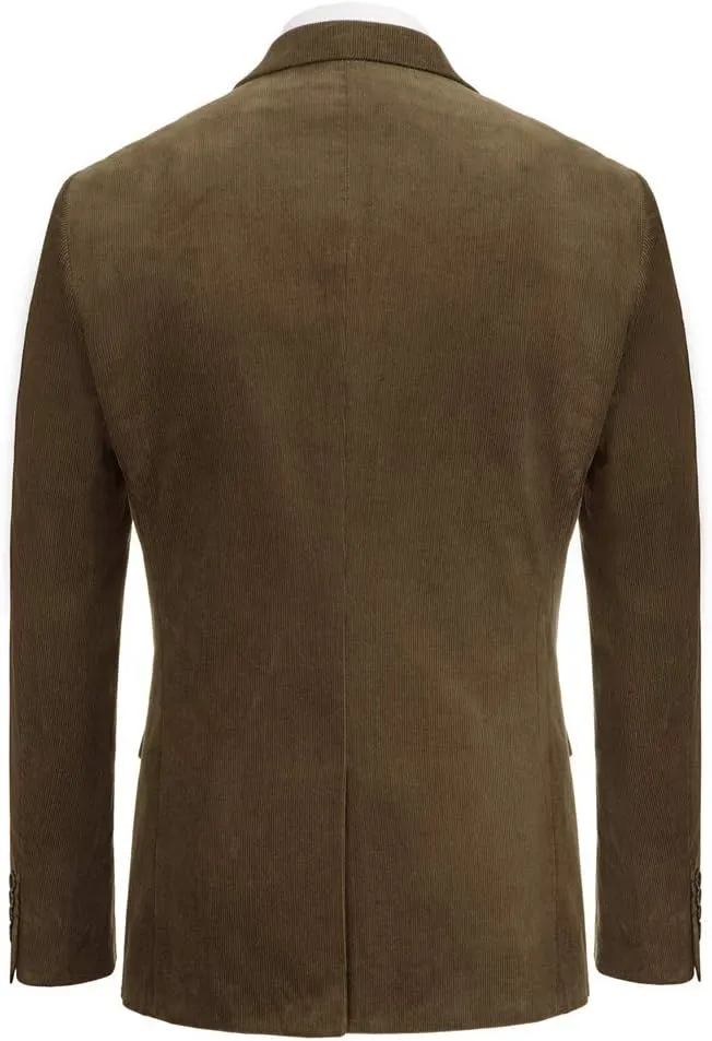 PJ PAUL JONES Mens Corduroy Blazer Jackets Slim Fit Two Button Casual Sports Coat