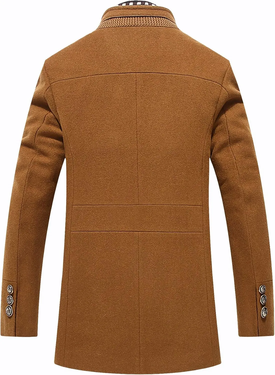 PRIJOUHE Men's Wool Coat Winter Coat Slim Medium Long Coats Overcoat Male
