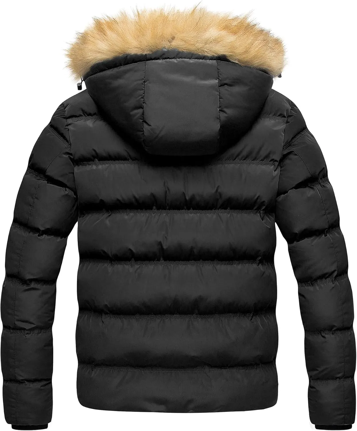 Pursky Men's Puffer Jacket Waterproof Winter Bubble Coats Ski Parka Fur Hooded