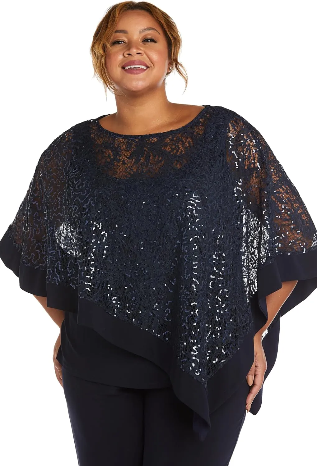 R&M Richards Women's Formal Poncho & Pant Set