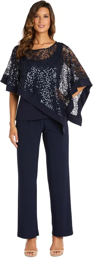 R&M Richards Women's Formal Poncho & Pant Set