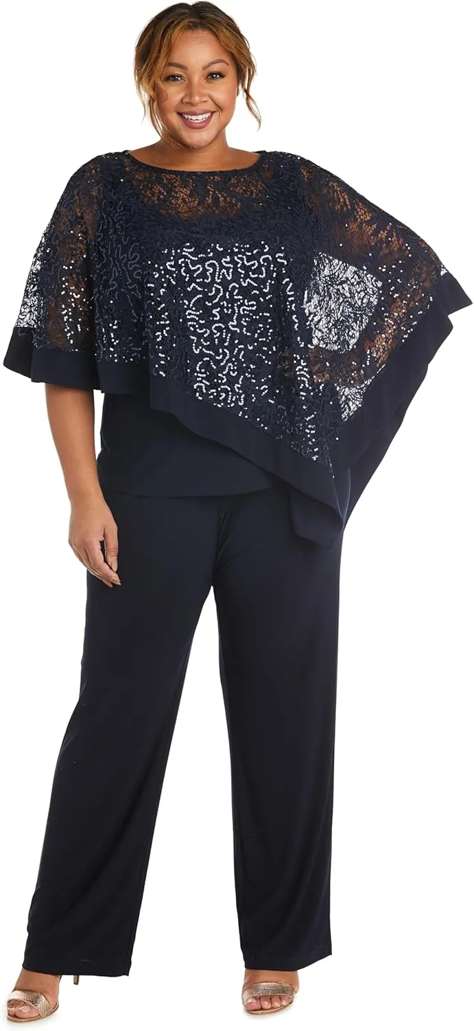 R&M Richards Women's Formal Poncho & Pant Set