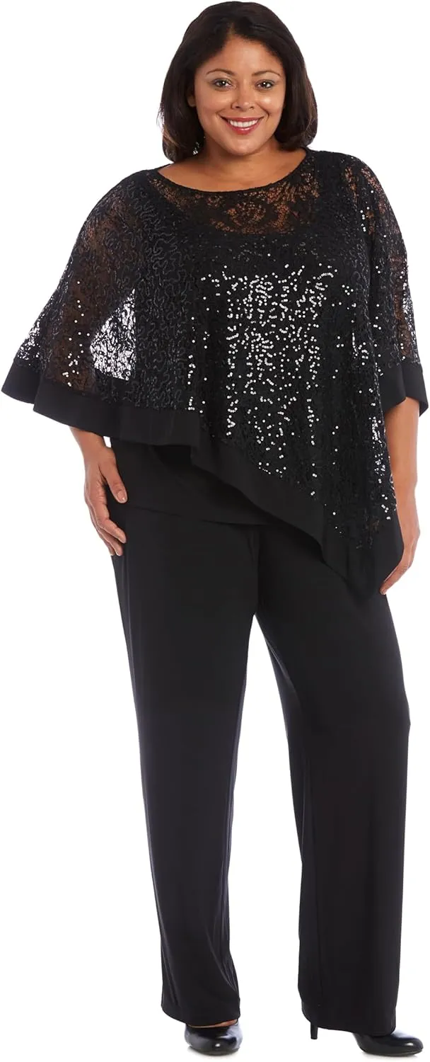 R&M Richards Women's Formal Poncho & Pant Set
