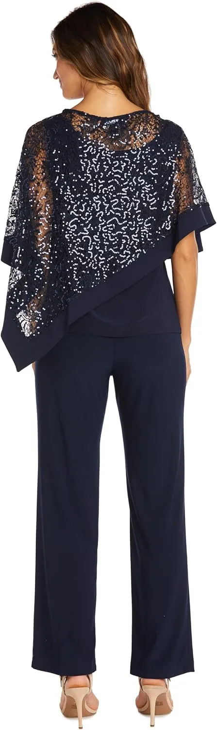 R&M Richards Women's Formal Poncho & Pant Set