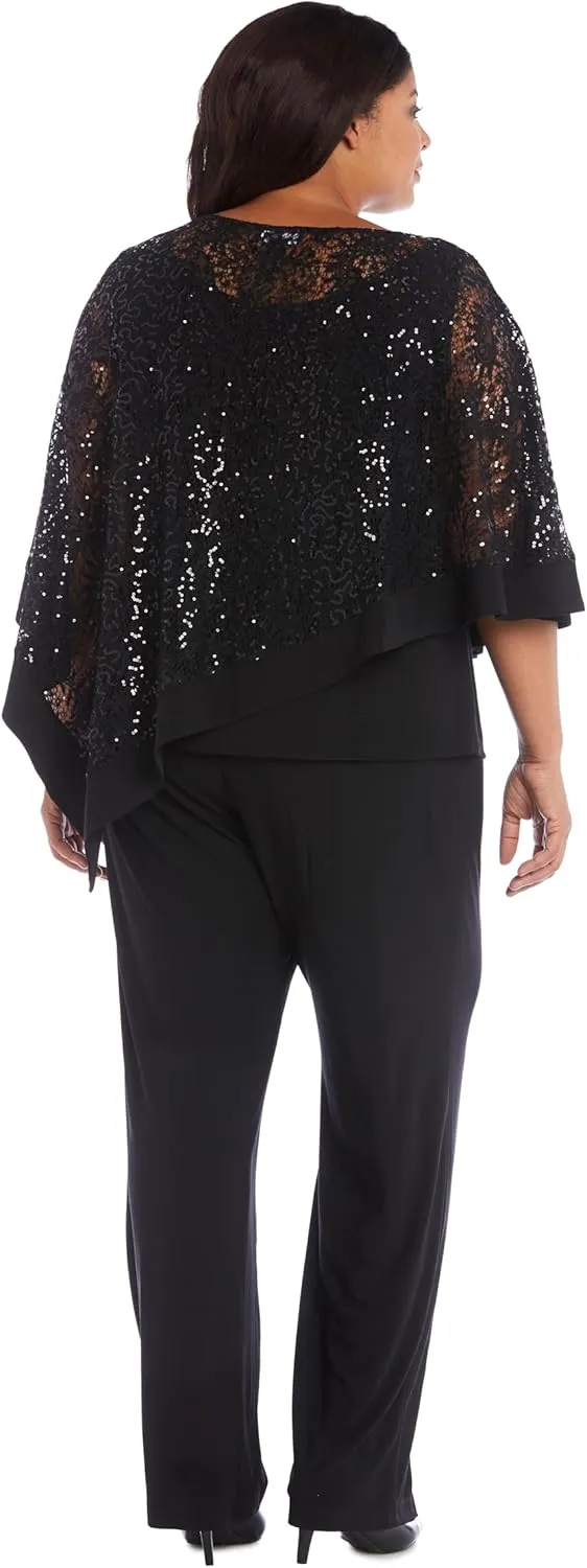 R&M Richards Women's Formal Poncho & Pant Set