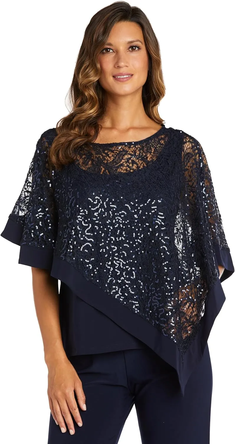 R&M Richards Women's Formal Poncho & Pant Set