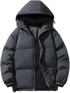 REHJJDFD Men's Winter Cotton-Padded Coats Outdoor Hooded Puffer Jackets Casual Thick Warm Parkas Windbreaker