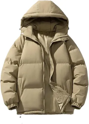 REHJJDFD Men's Winter Cotton-Padded Coats Outdoor Hooded Puffer Jackets Casual Thick Warm Parkas Windbreaker