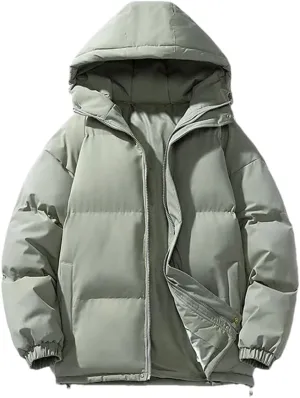 REHJJDFD Men's Winter Cotton-Padded Coats Outdoor Hooded Puffer Jackets Casual Thick Warm Parkas Windbreaker