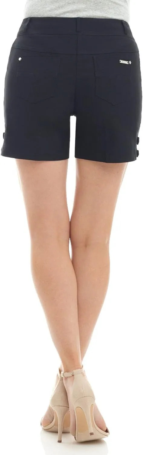 Rekucci Women's Ease into Comfort Stretchable Pull-On 5 inch Slimming Tab Short