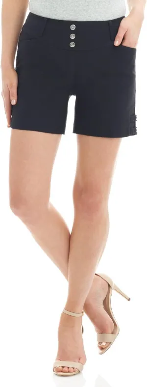 Rekucci Women's Ease into Comfort Stretchable Pull-On 5 inch Slimming Tab Short
