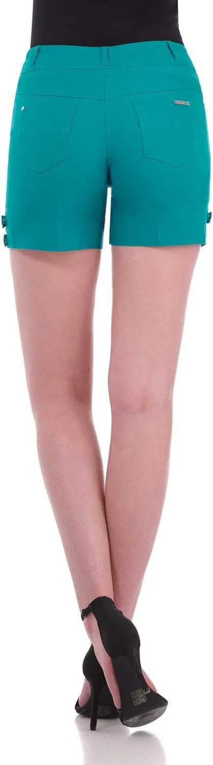 Rekucci Women's Ease into Comfort Stretchable Pull-On 5 inch Slimming Tab Short