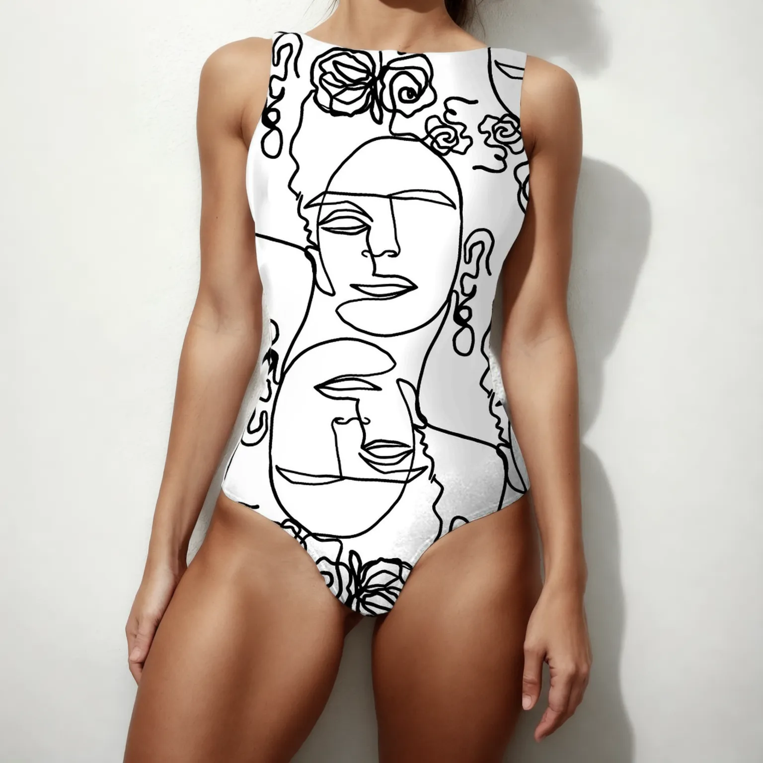 Retro Elegance Abstract Swimsuit