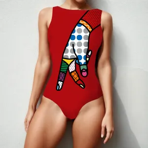 Retro Elegance Abstract Swimsuit