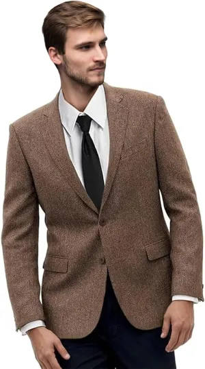 Retro Mens Suit Blazer Tweed Herringbone Suit Jackets Slim Fit Sport Coats Prom Business Casual Tux Wedding Blazers