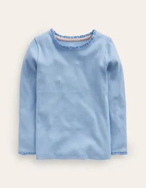 Ribbed Long Sleeve T-Shirt-Dusk Blue