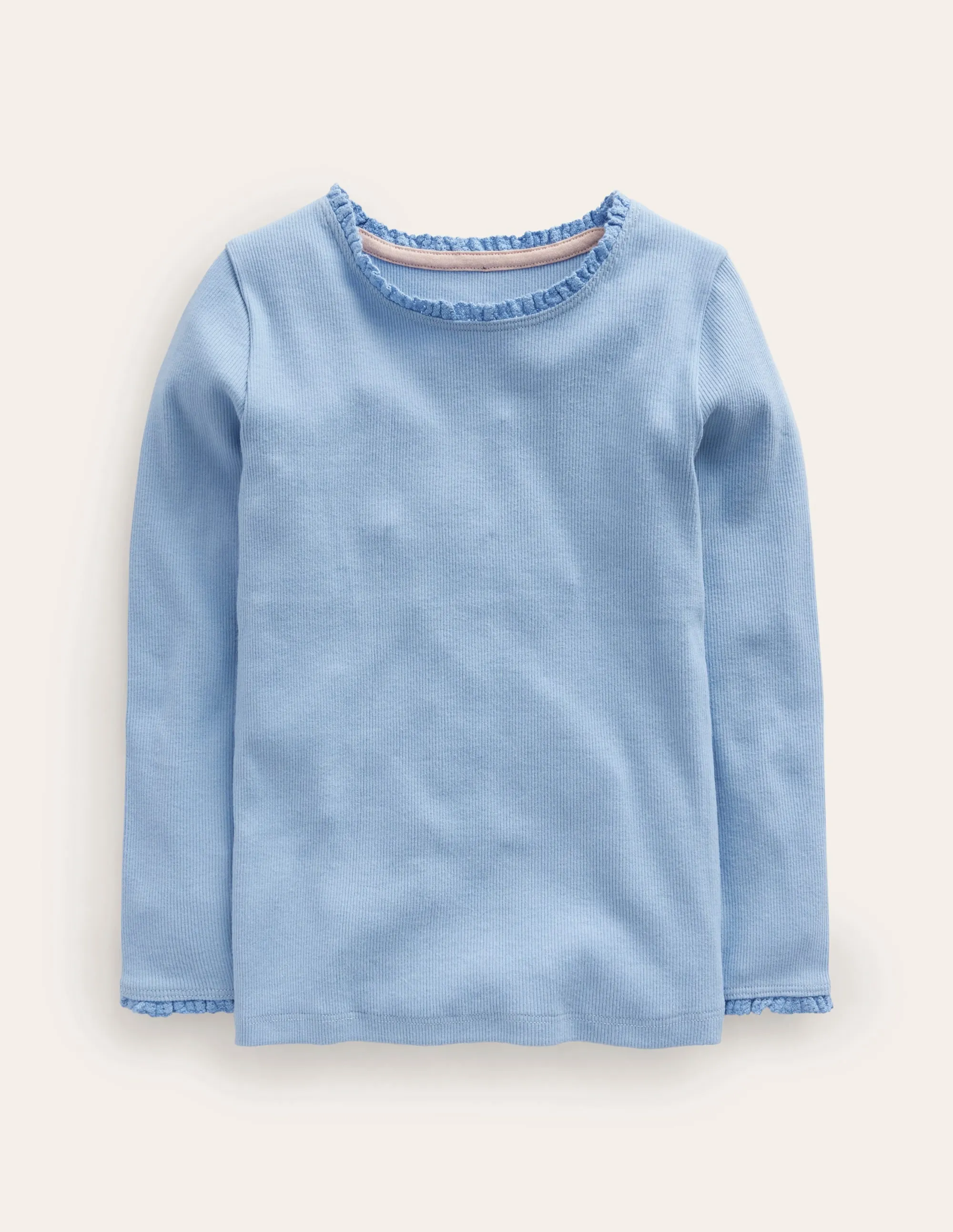 Ribbed Long Sleeve T-Shirt-Dusk Blue