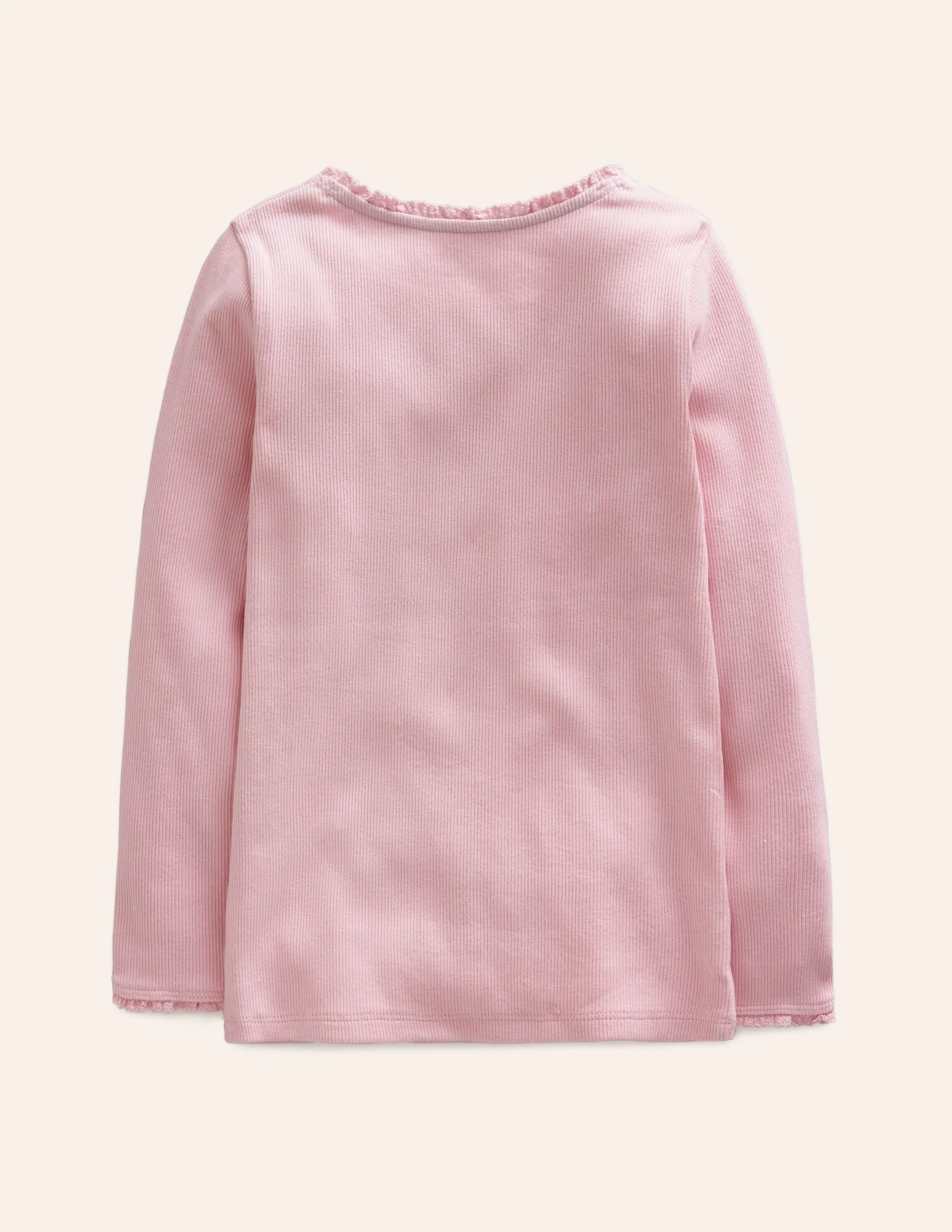 Ribbed Long Sleeve T-shirt-French Pink