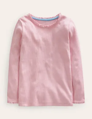 Ribbed Long Sleeve T-shirt-French Pink