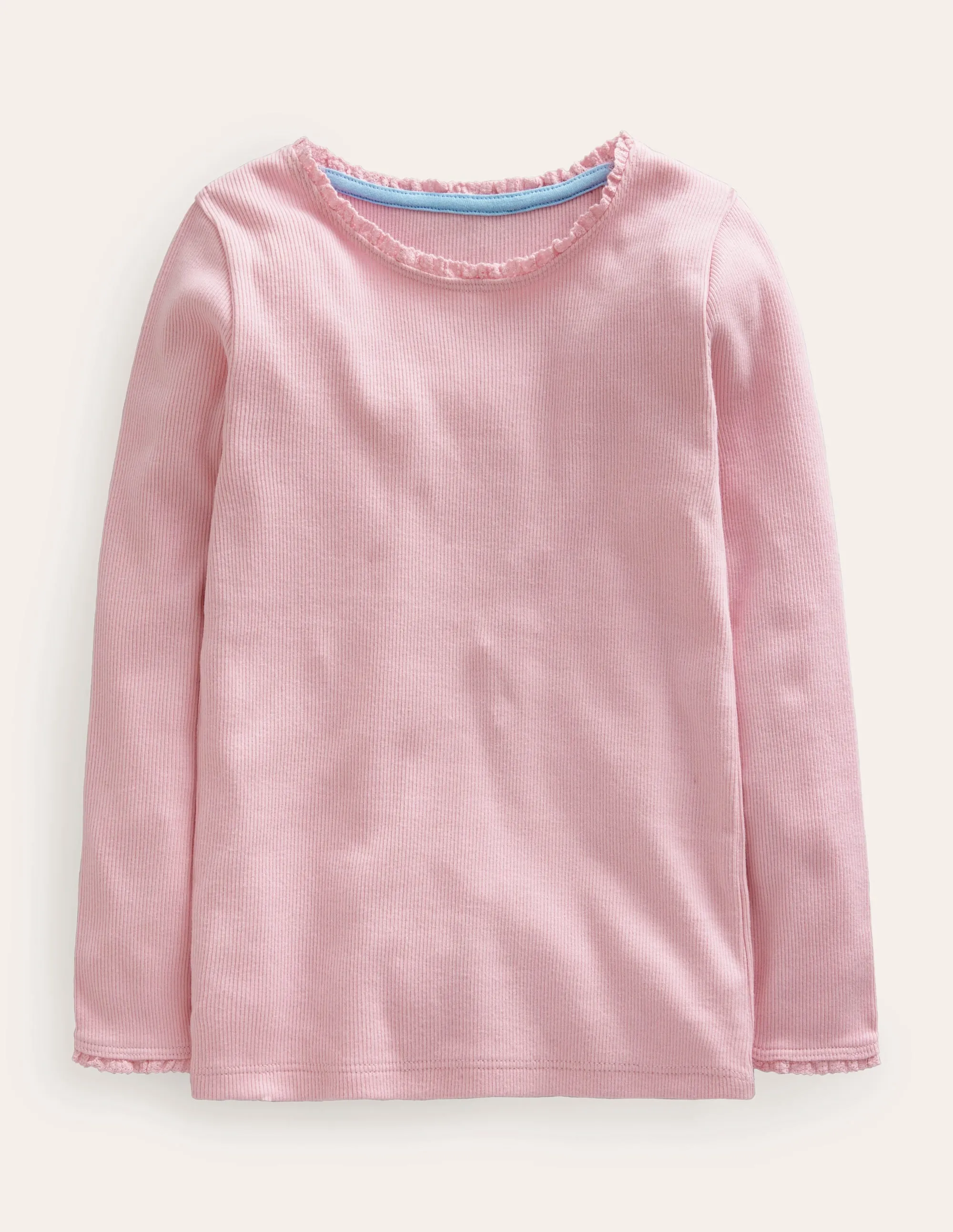 Ribbed Long Sleeve T-shirt-French Pink