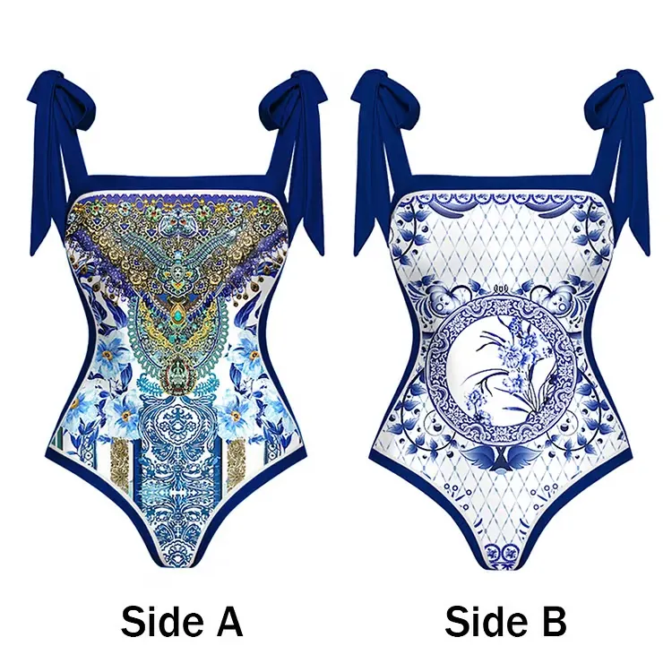 Rina - Reversible One-Piece Swimsuit with Tie-Shoulder Design