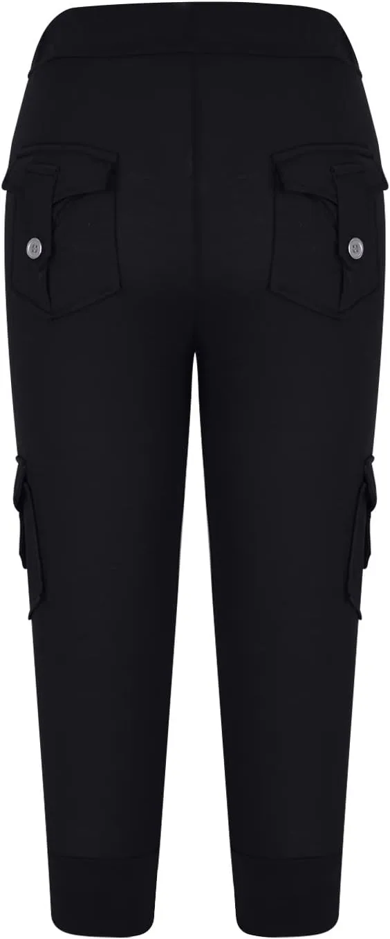 RKSTN Womens Capri Pants for Summer 2025 Casual Lightweight Leggings High Wasit Elastic Pant with Pockets Cropped Trousers