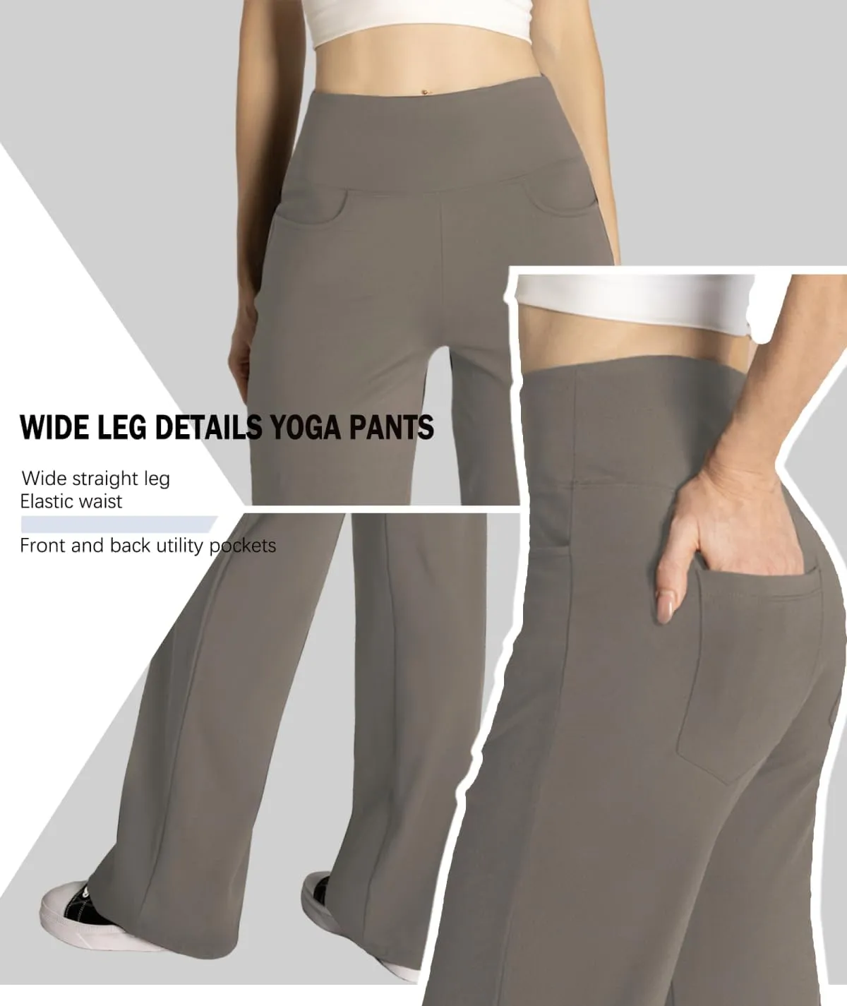 Safort Yoga Pants Women Wide Leg Pants with Pockets 28''/31''/34'' Stretch Loose Leg Comfy Lounge Petite, Regular, Tall