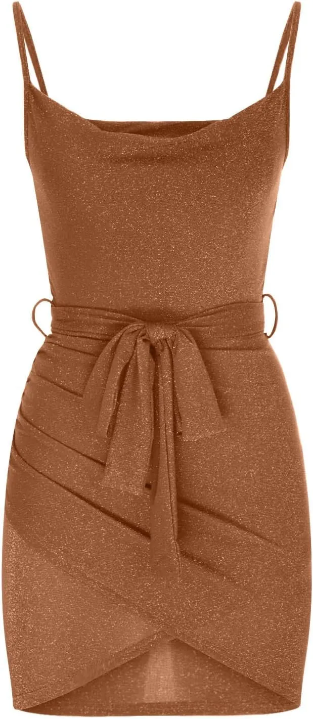 Sexy Dresses for Women 2024 Clubwear Sleeveless Halter V-Neck Ruched Waistless Night Club Bodycon Mini Party Dresses