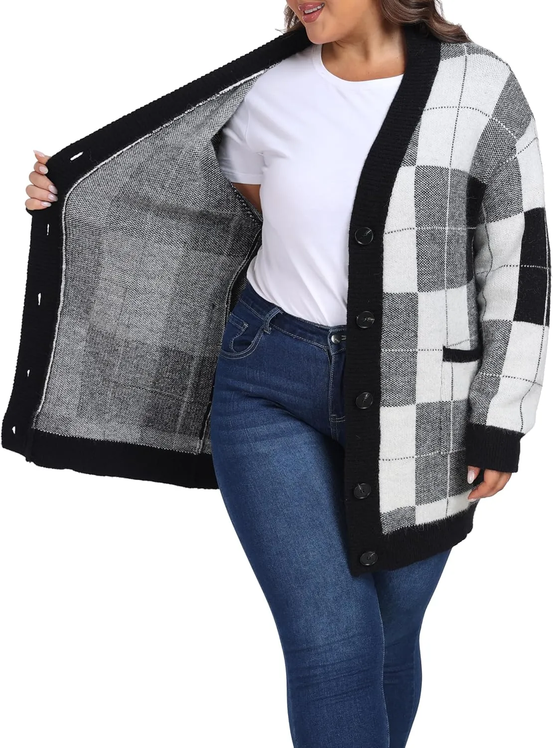 Shiaili Warm Plus Size Sweater Coats Soft Stretched Cardigan for Women