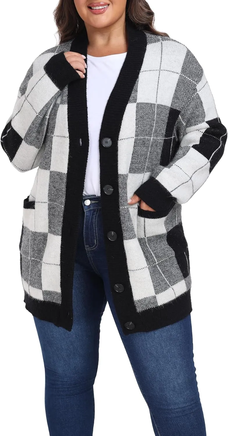 Shiaili Warm Plus Size Sweater Coats Soft Stretched Cardigan for Women