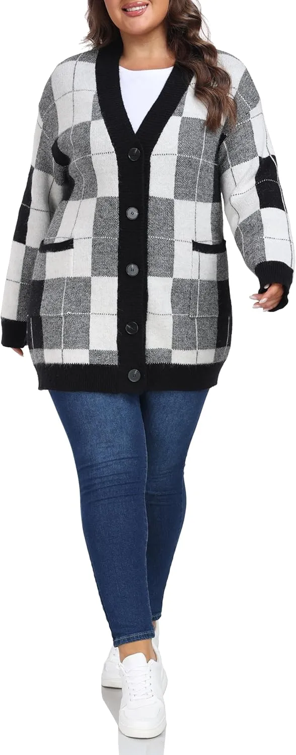 Shiaili Warm Plus Size Sweater Coats Soft Stretched Cardigan for Women