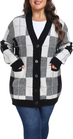 Shiaili Warm Plus Size Sweater Coats Soft Stretched Cardigan for Women