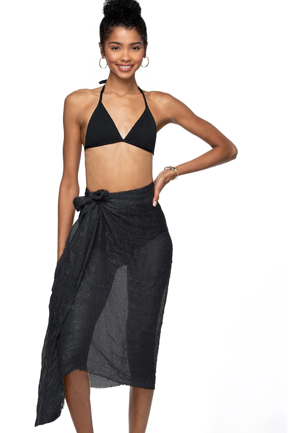 Shimmery Beach Sarong in Black