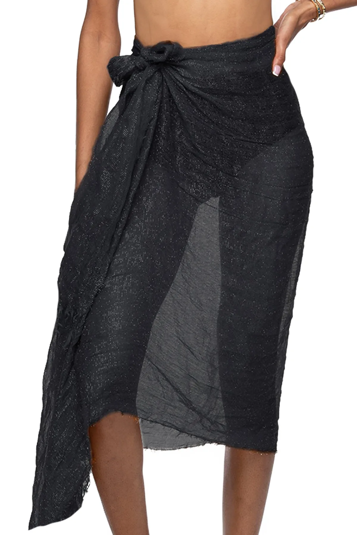 Shimmery Beach Sarong in Black